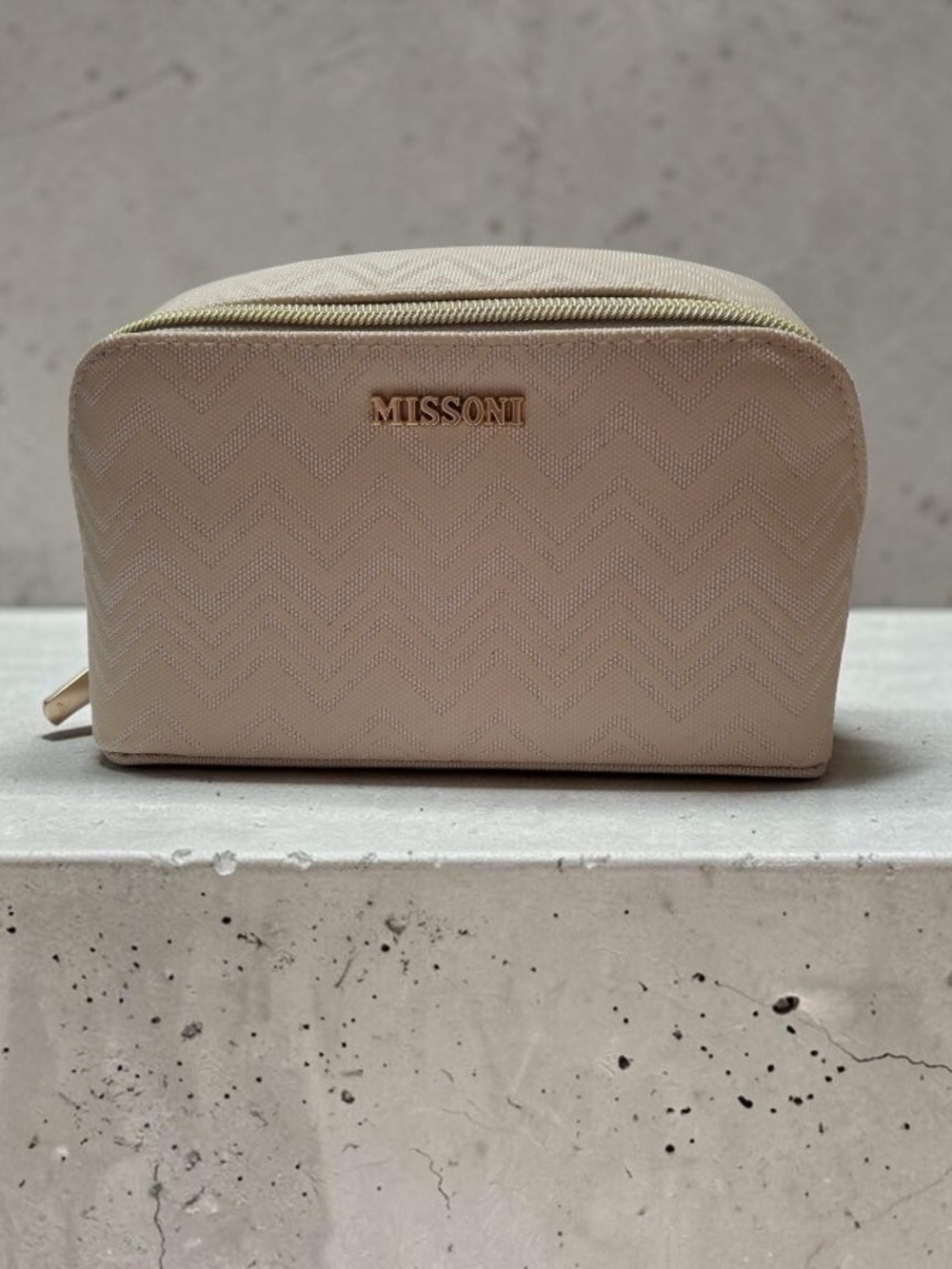 Missoni Beige Chevron Cosmetic Pouch